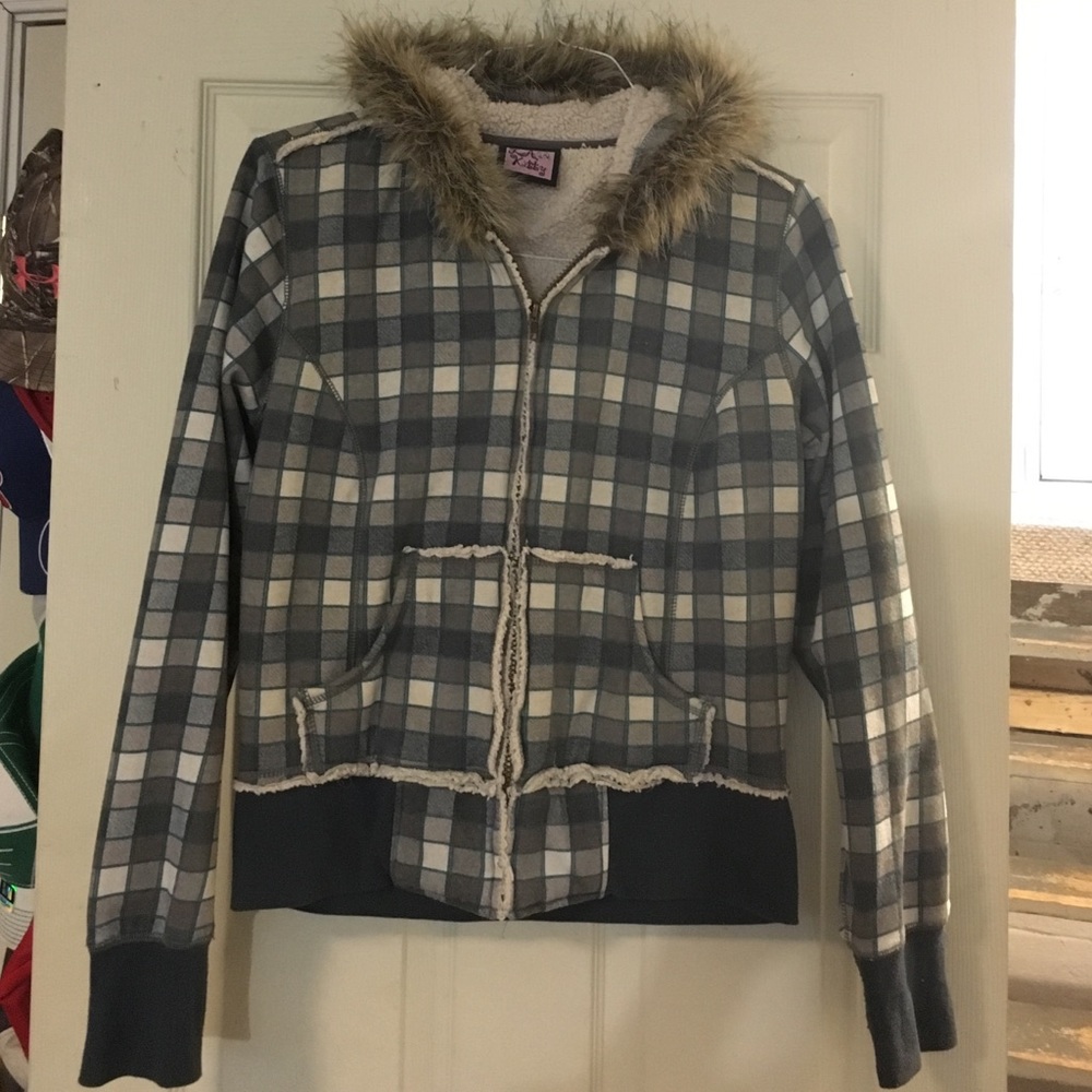 Blue Plaid Full-zip hoodie - XL